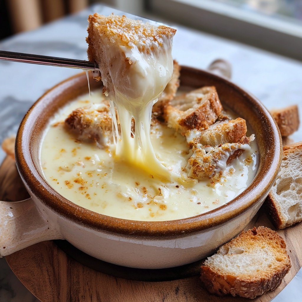 Fondue with Brie and Garlic