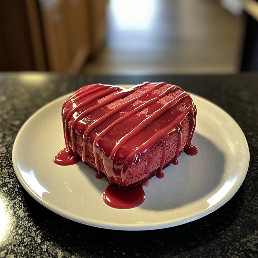 Mini Heart Cake with Raspberry Glaze
