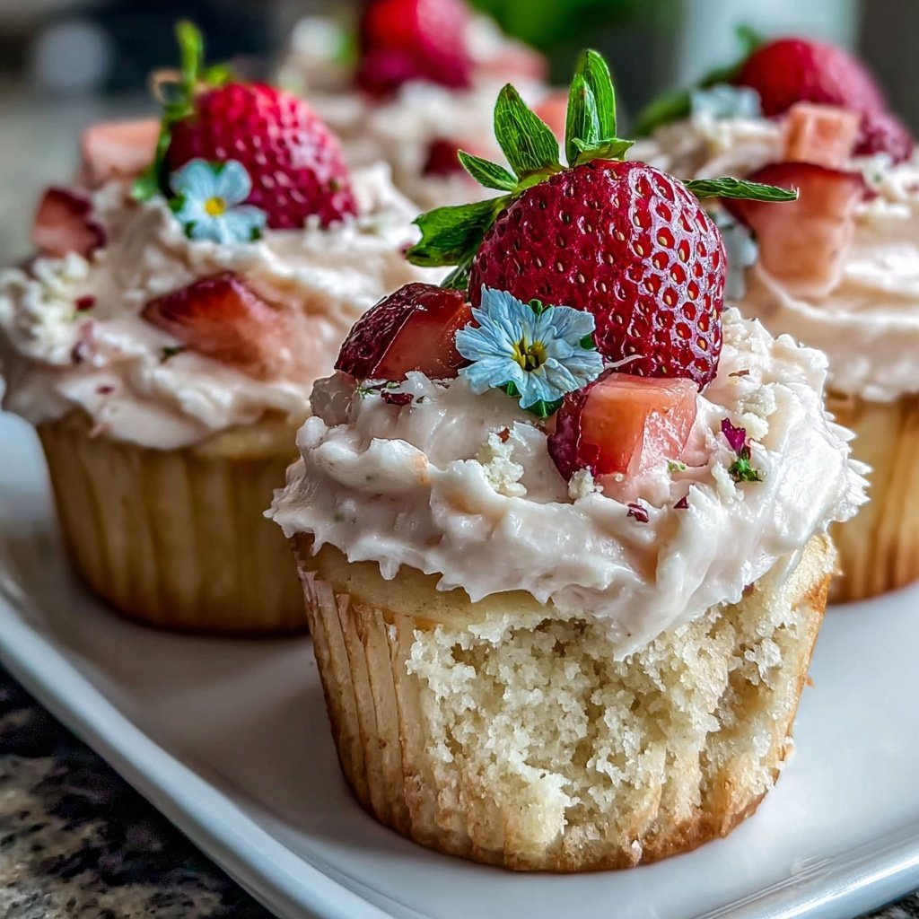 Spring Cupcakes With Strawberry Frosting
