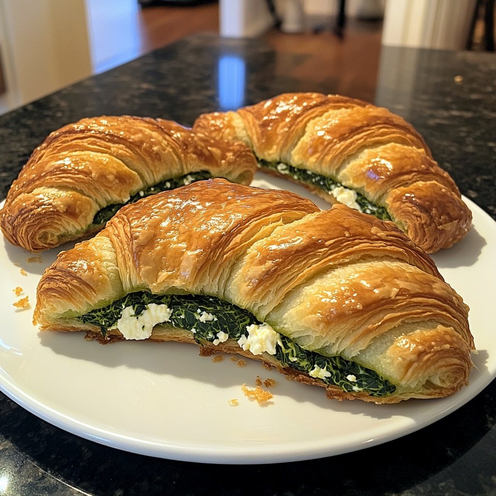 Healthy Spinach and Feta Croissant