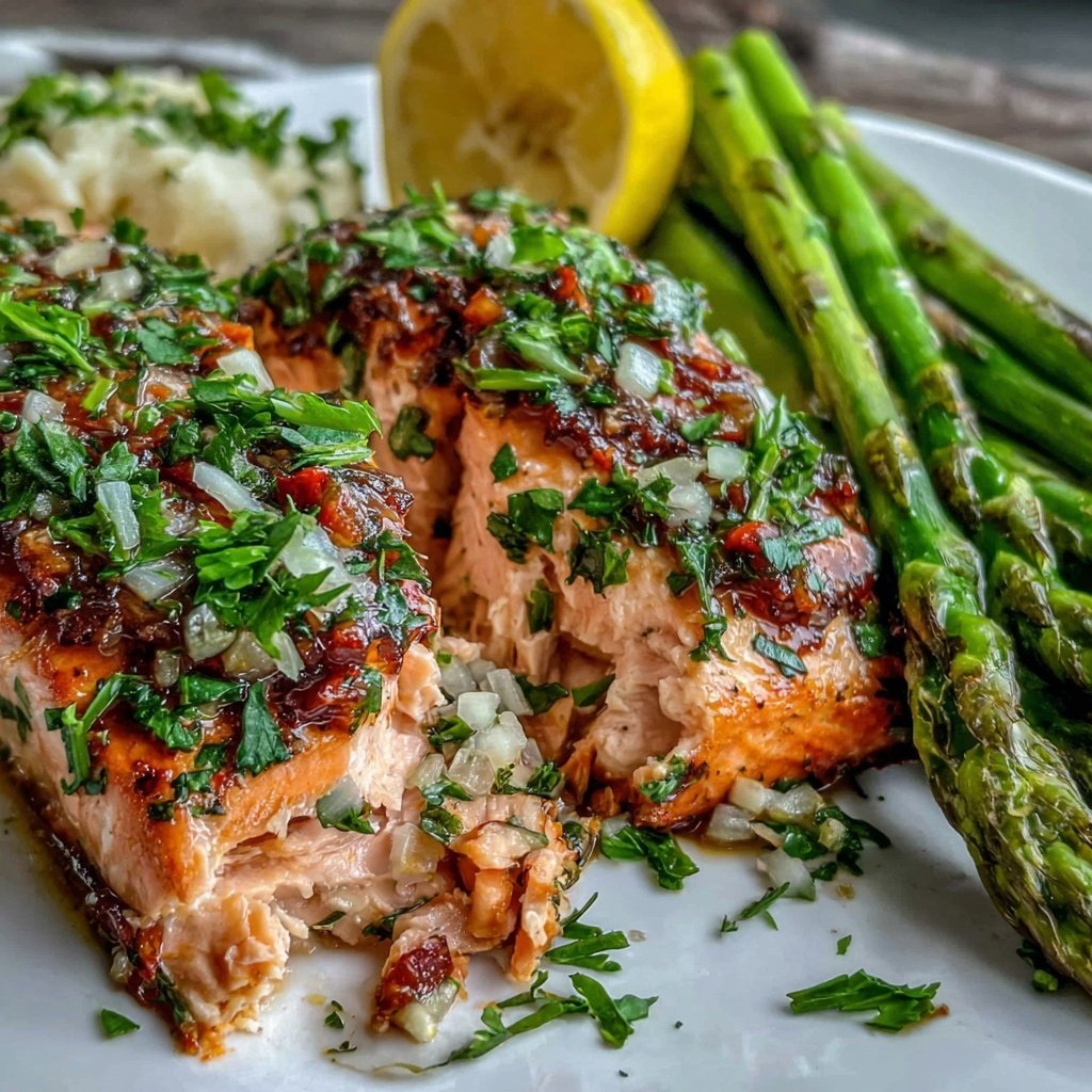 Healthy Lemon Herb Salmon With Roasted Asparagus