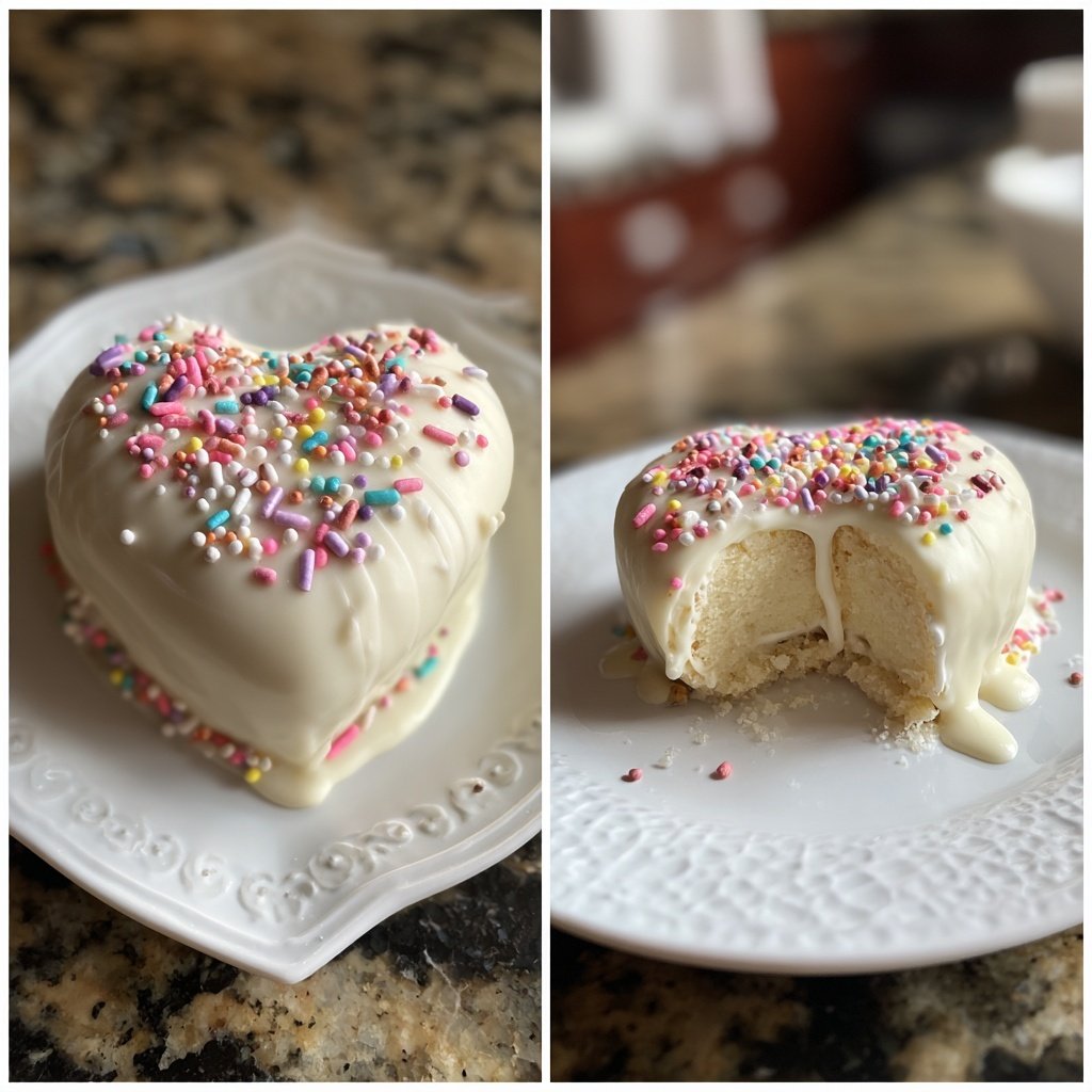 Mini Heart Cake with Vanilla Bean Frosting