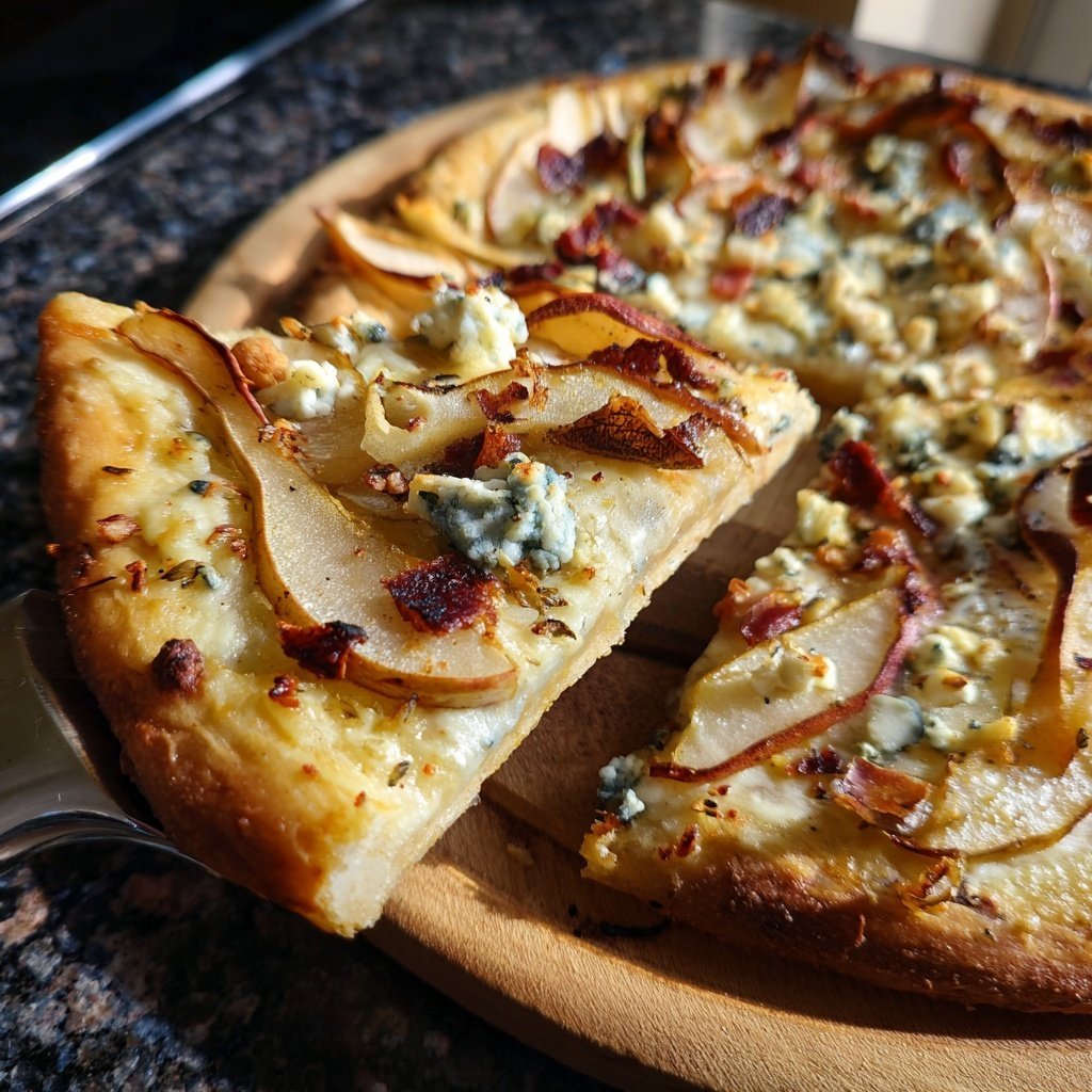 Flammkuchen with Pear and Blue Cheese